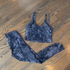 Lululemon Align Legging 25" & Tank Set Diamond Dye Pitch Grey Graphite Grey EUC